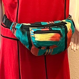 Hand-woven, South American 3- Zipper Large Fanny Pack